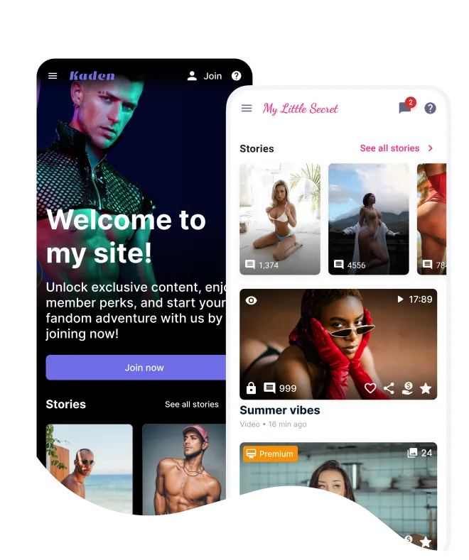 Two creator membership sites on mobile